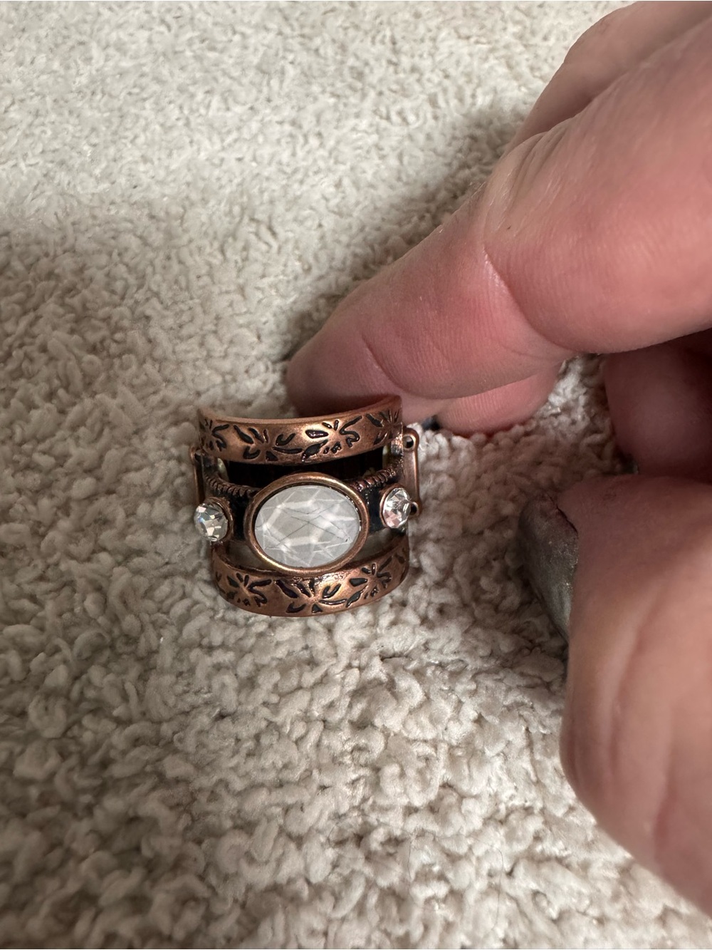 Paparazzi Copper-Toned Band Ring with Clear Stones